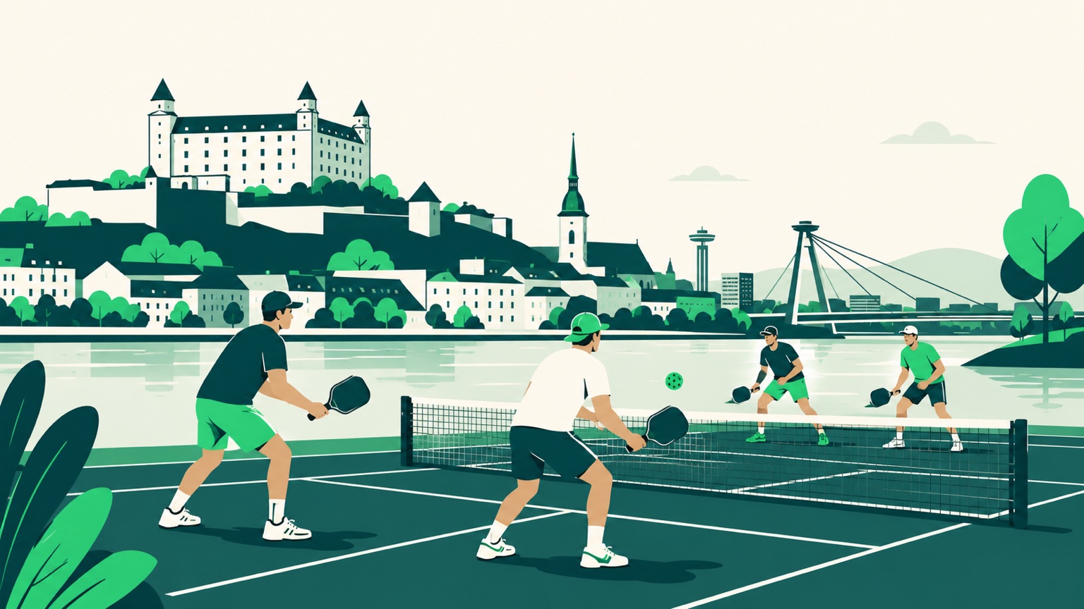 Pickleball Bratislava - vonkajší kurt Streetko pri jazere Draždiak v Petržalke.