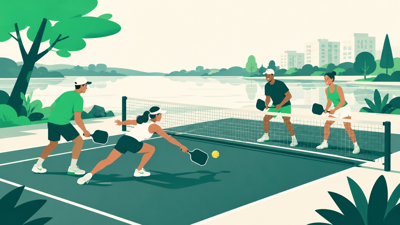 Pickleball v Petržalke - hráči na vonkajšom kurte Streetko pri jazere Draždiak.